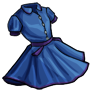 Blue Retro Buttoned Dress