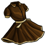 Brown Retro Buttoned Dress